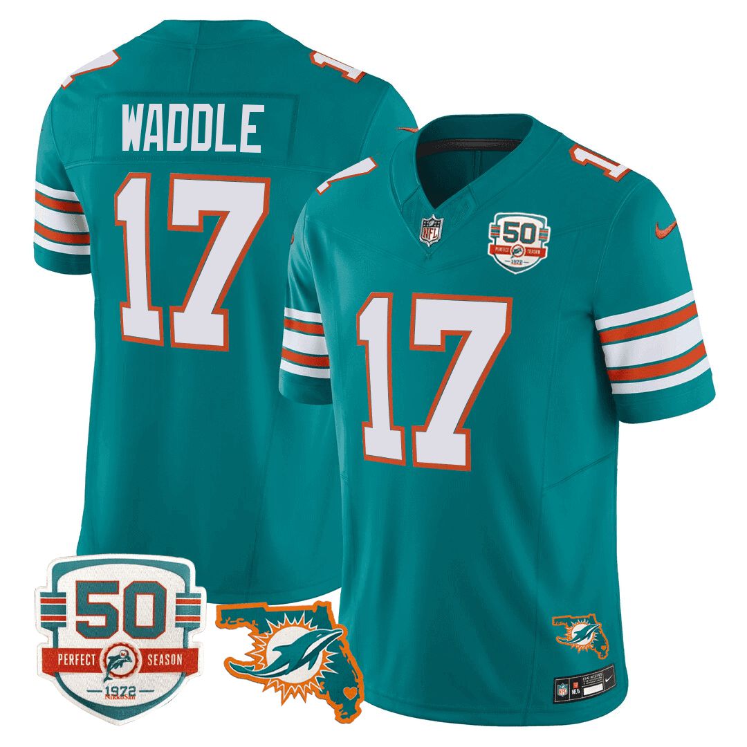 Men Miami Dolphins #17 Waddle Green 2024 Nike Throwback 50th Perfect Season Florida Patch Vapor NFL Jersey->indianapolis colts->NFL Jersey